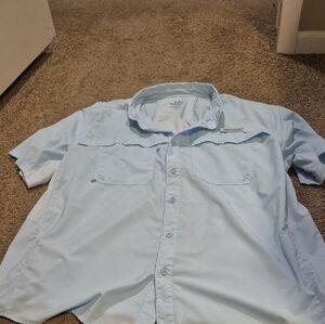 Blue Casual Button Down Shirt with Traditional Collar